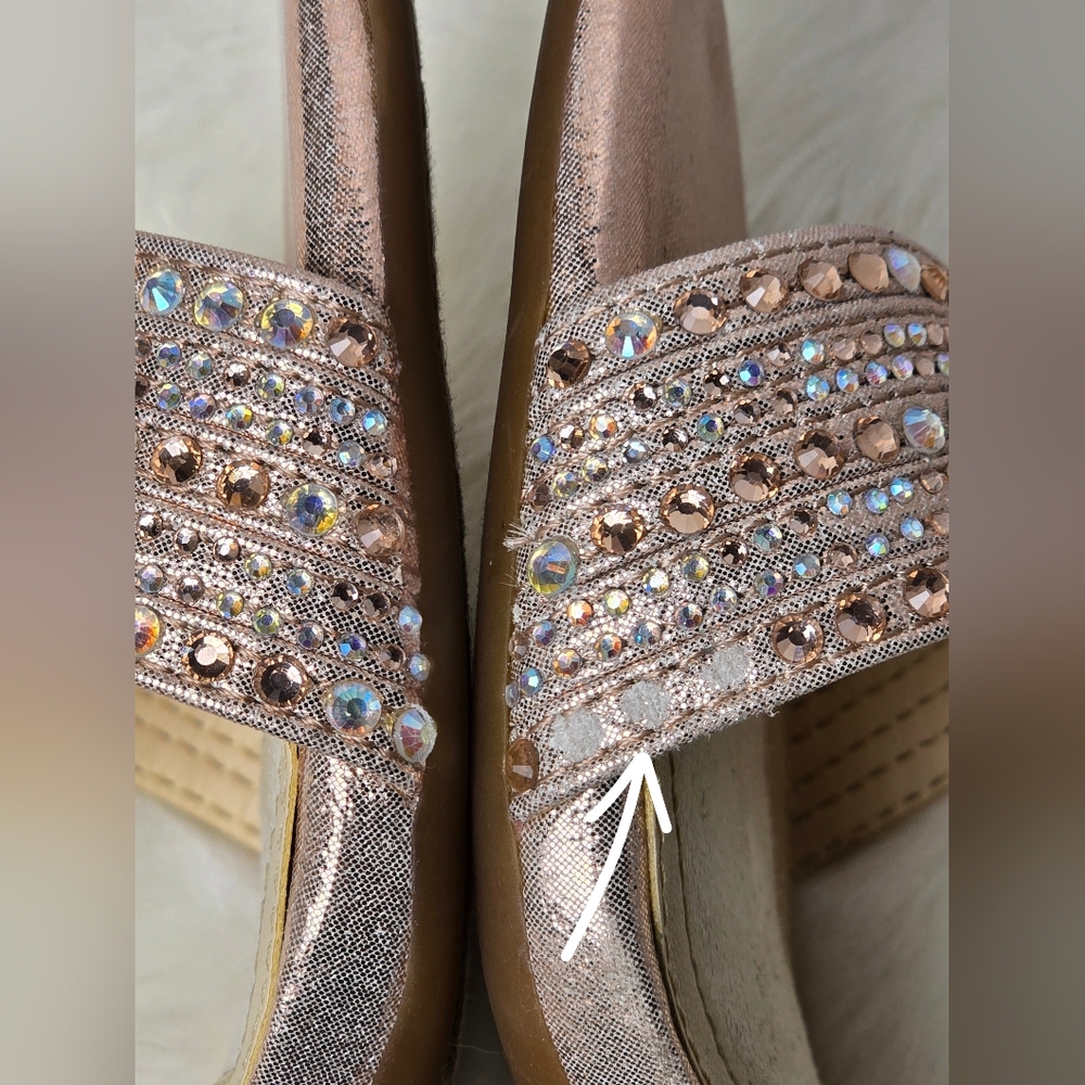 Alex Marie Women's Rose Gold Embellished Heels Size 8 1/2 - Picture 13 of 15